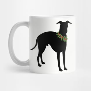 Italian Greyhound with festive holly collar Holiday design Mug